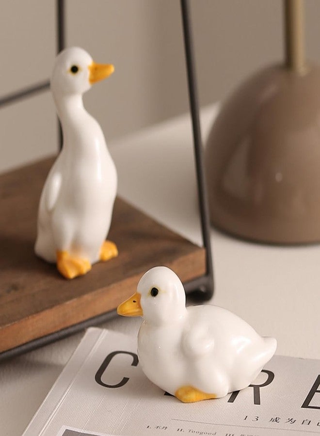 AKV Ceramic Duck Statue Cute Mini Duck Figurines for Home Office Desktop Decor, Handmade Small Duck Decorations, Ceramic Animal Figurines for Garden Porch Decor, Duck Gifts for Duck Lover (Set of 2) - Image 3