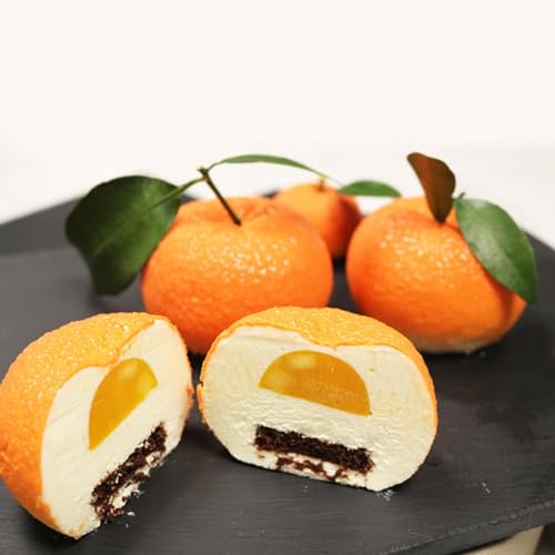 OCPO KITCHEN Orange Silicone Mold for Baking Mousse Cake, Candy, Chocolate, French Fruit Dessert, Pastry, Cupcake, Ice Cream, Pudding, Cake Decoration Mold, 3D Orange Shape (12-Cavity) - Image 3
