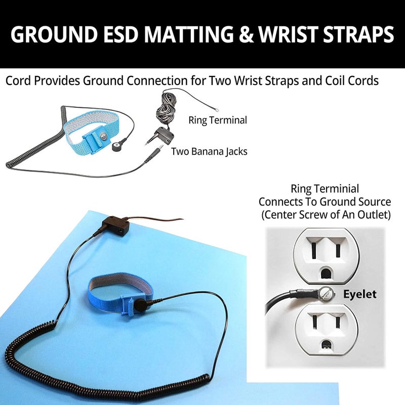 Static Care Alphastat Table Mat Grounding Kit - Universal Snap Kit and 15' 1 Meg Male Low Profile Ground Cord - Image 5