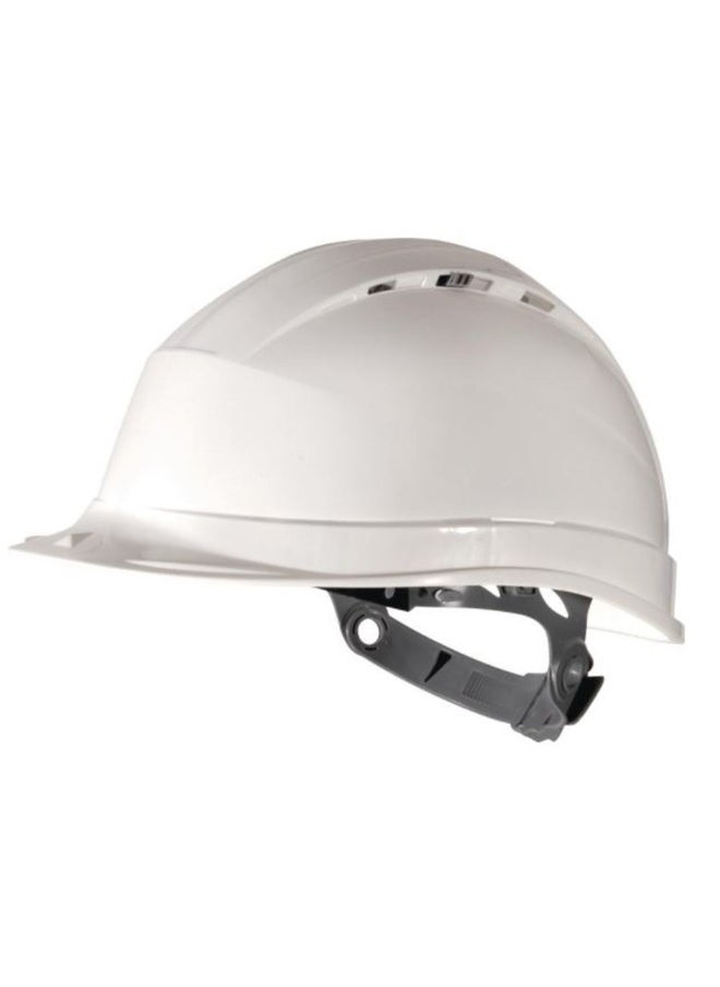 Deltaplus Quartz Safety Helmet for Construction & Outdoor Activities | Adjustable Chin Strap & Ratchet Type Adjustment | Lightweight, Comfortable & Durable Hard Hat | White 