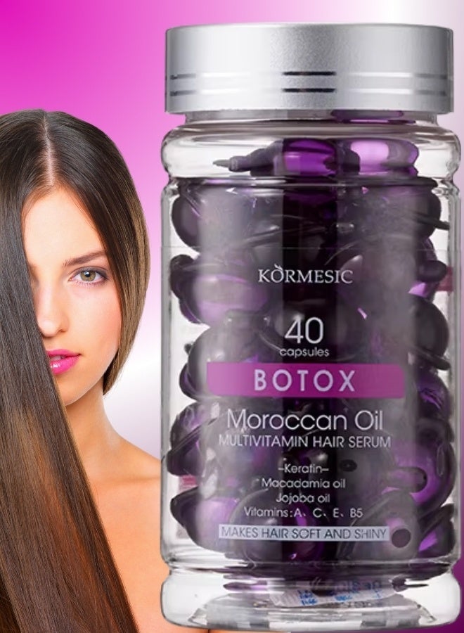 Kormesic 40 قطعة من كبسولات سيروم بوتوكس الشعر المتعددة الفيتامينات لعلاج الشعر سيروم إصلاح الشعر للحصول على شعر صحي وناعم ولامع زيت للشعر الجاف والتالف - Image 1