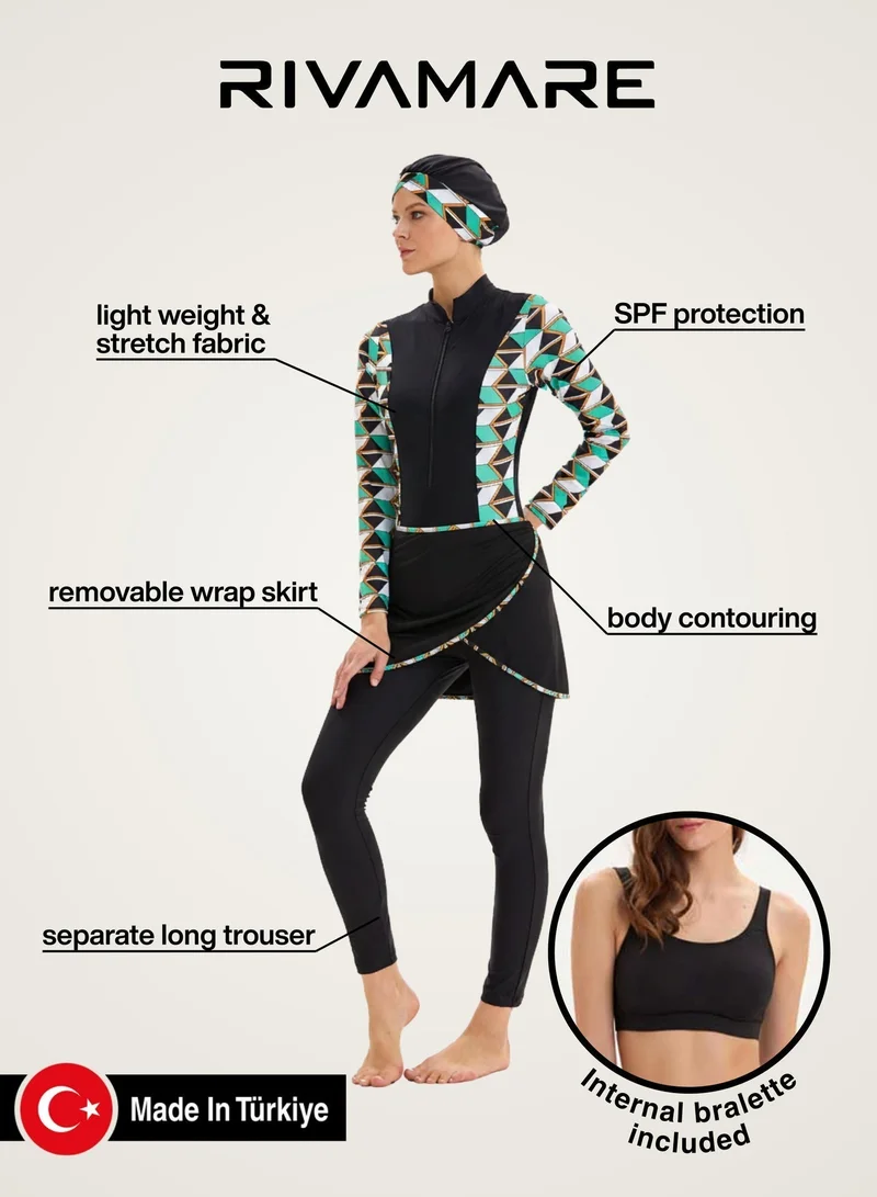 Rivamare  Zeinara Burkini 5-Piece Modest Swimwear Set for Women | Best Price UAE