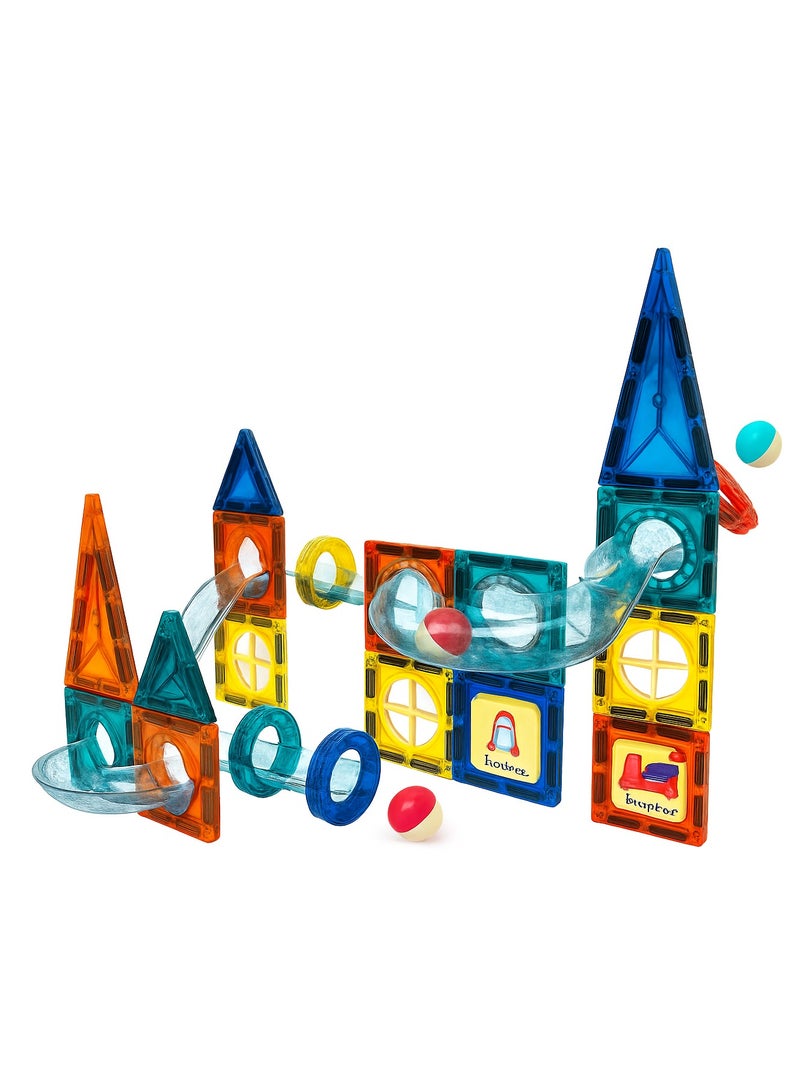 طقم مكعبات مغناطيسية ملونة مع أنابيب تركيبات – ٤٢ قطعة (من سن ٣ سنوات) - Image 1