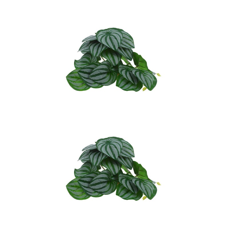 2pcs Artificial Plant For Reptile Terrarium Decor For Snake And Enclosures Lifelike Leaves - Image 1