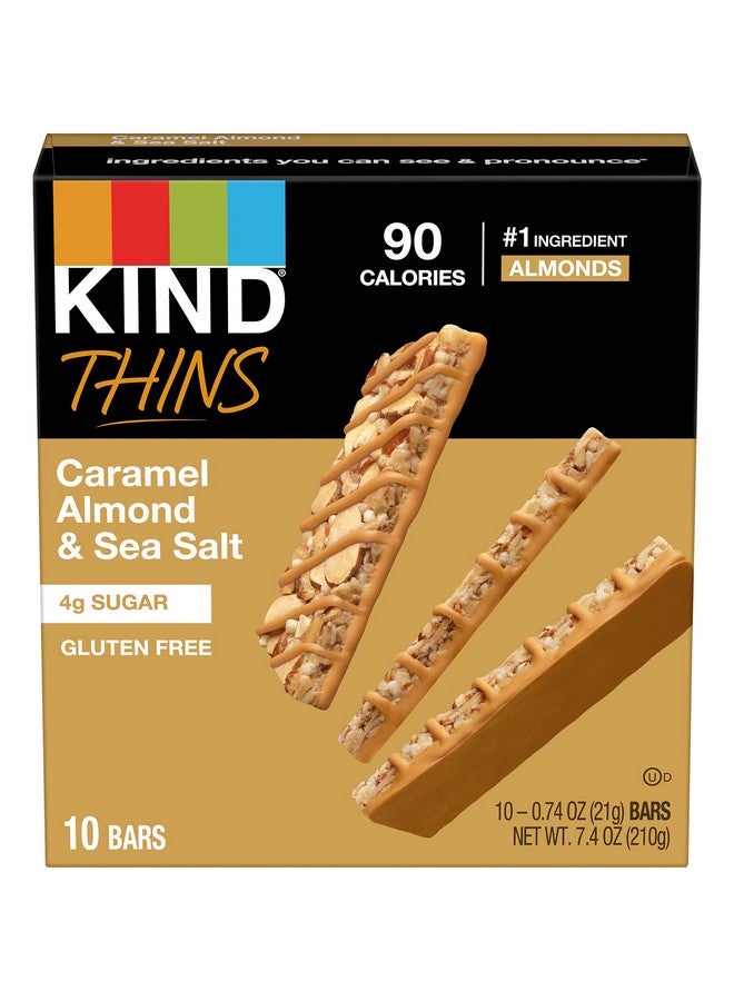 KIND THINS Caramel Almond & Sea Salt Bars, 0.74 Ounce, Gluten Free, 4g Sugar, 10 Count (Pack of 6) - Image 2