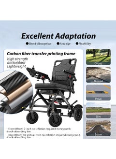 Cool Baby Lightweight Folding Electric Wheelchair, Only 34lbs, Foldable Power Wheelchair for Adults, Dual Motors, Motorized Mobility Scooters for Seniors, All Terrain, Travel Size, Airline Approved, Thick Cushion  - Image 5