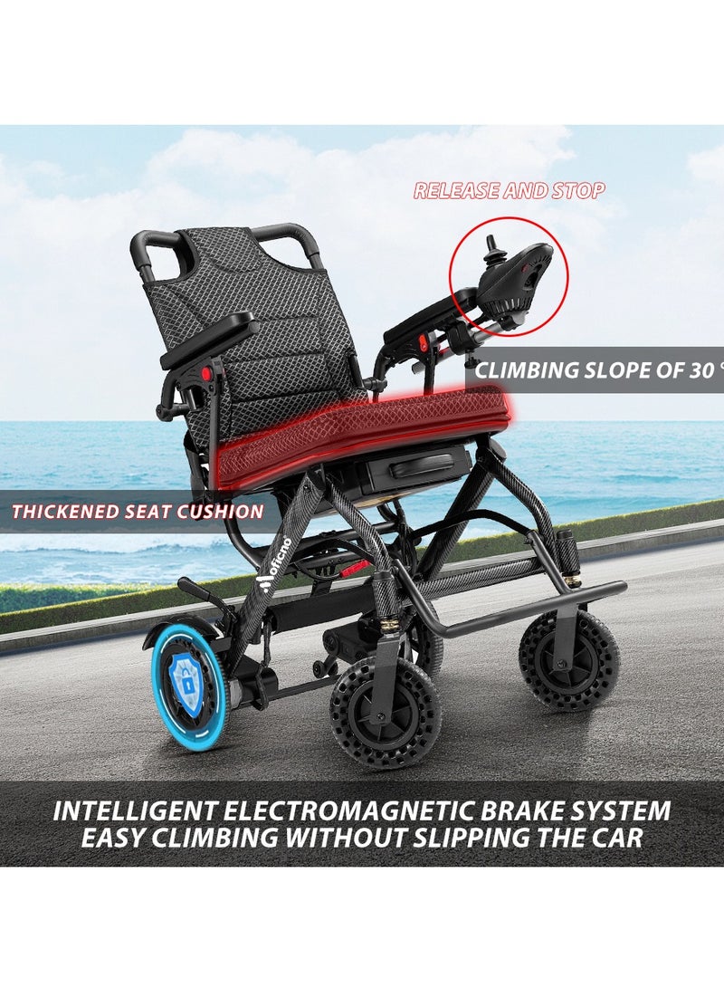 Cool Baby Lightweight Folding Electric Wheelchair, Only 34lbs, Foldable Power Wheelchair for Adults, Dual Motors, Motorized Mobility Scooters for Seniors, All Terrain, Travel Size, Airline Approved, Thick Cushion - Image 4