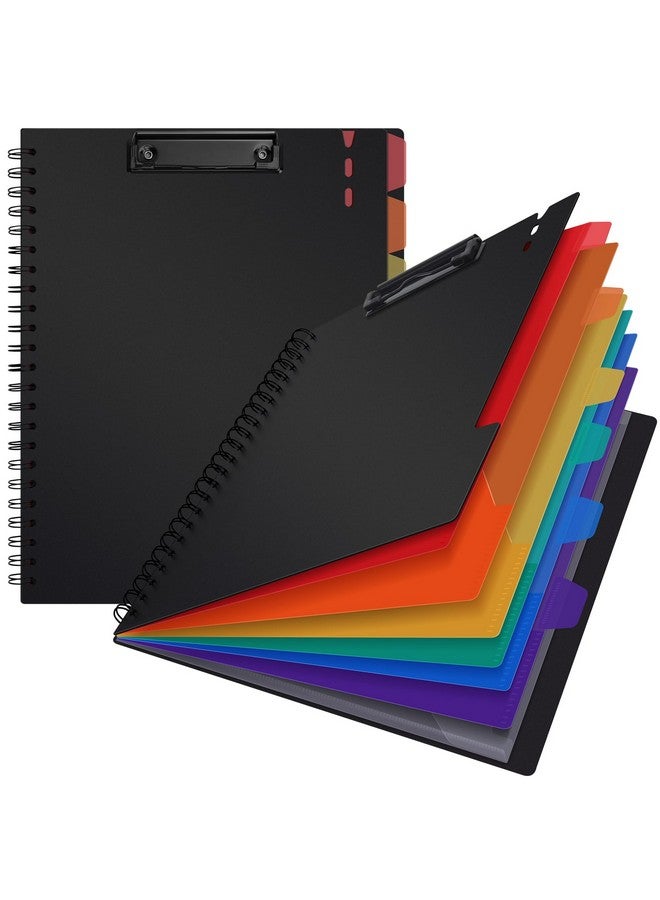 Uquelic Folders With Pockets, Clipboard Folio With 6 Colour Dividers 12 Pockets For Letter Size (11''X8.5''), Hardcover Clipboard Storage For Office, School And Nurse (2 Pack) - Image 2