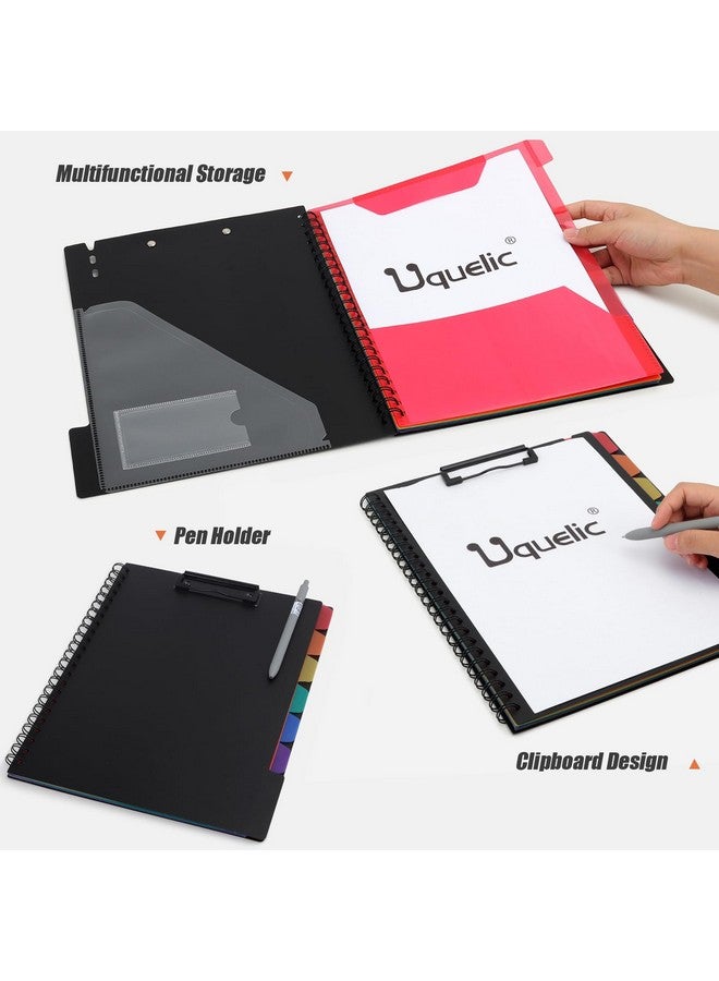 Uquelic Folders With Pockets, Clipboard Folio With 6 Colour Dividers 12 Pockets For Letter Size (11''X8.5''), Hardcover Clipboard Storage For Office, School And Nurse (2 Pack) - Image 3