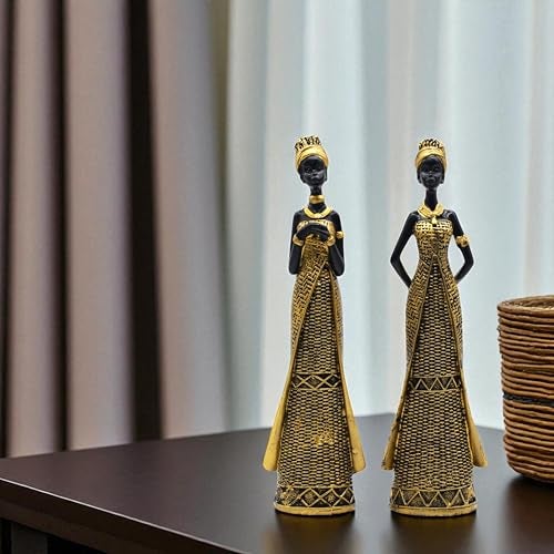 AABCO Vibrant Beautiful Finish Uniquely Hand Crafted Home Decor African Tribal Women Art Piece (Set of 2) - Image 1