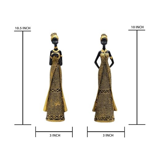 AABCO Vibrant Beautiful Finish Uniquely Hand Crafted Home Decor African Tribal Women Art Piece (Set of 2) - Image 3