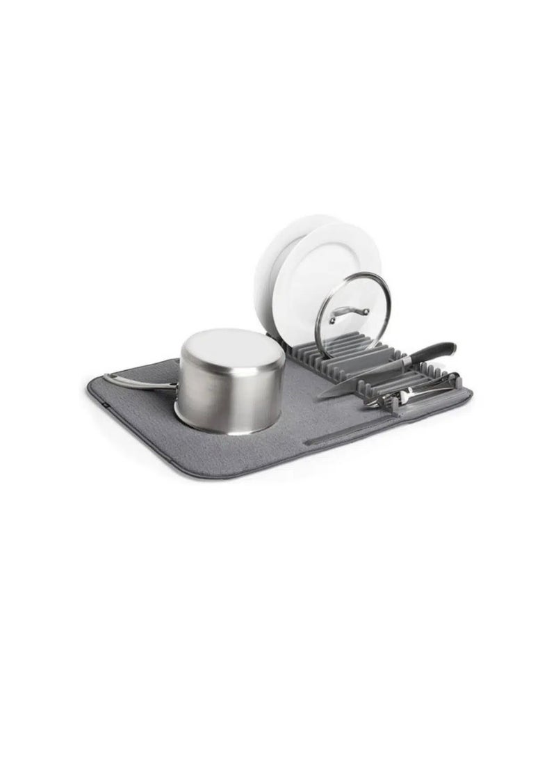 Dish Drying Microfiber Mat with Dish Rack Organizer - Image 1