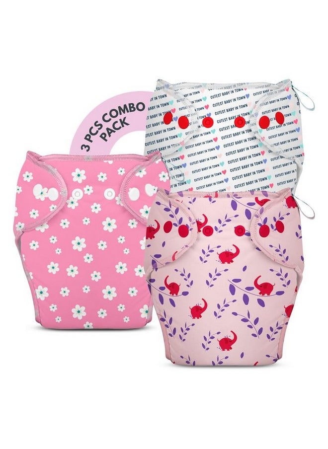 Bumberry New & Improved Smart Nappy For New Born Baby - Combo Of 3 (Lxl |10-18 Months) | Holds Upto 3 Pees With Extra Absorbtion & 100% Leak Protection All In One Cloth Diaper For Just Borns - Kit 2  - Image 1