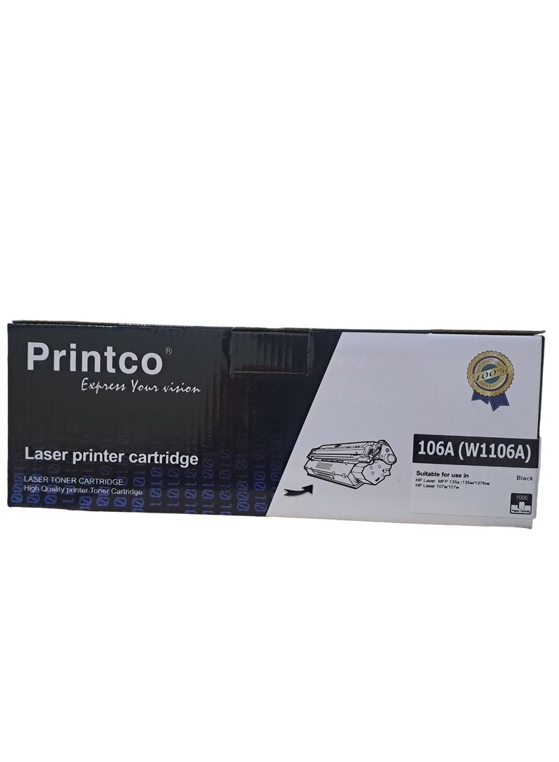 برينتكو خرطوشة حبر106A  متوافقة مع  MFP137fwg 137fwg 135wg 137fnw 135w 135r (1 أسود، مع شريحة) - Image 2