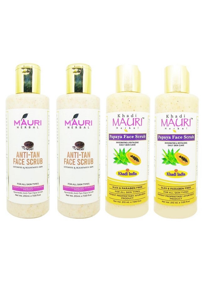 Khadi Mauri Anti Tan & Papaya Face Scrub - Pack of 4 Scrub (840 ml)