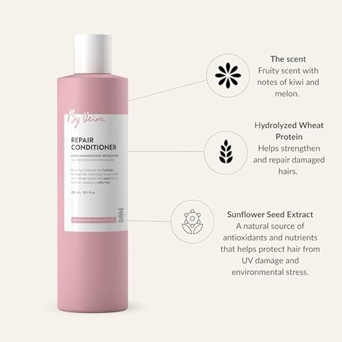 Repair Conditioner 10.1 Fl Oz, For Damaged Hair, Wheat protein/Sunflower Extract Gently Repairs Hair, Colour preserving, 100% vegan & Sulphate/Silicone free - Image 3