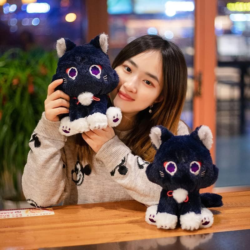 XIAOHONG 22 cm Genshin Impact Cat Plush Toy, Hiker Cat Plush Stuffed Animal Plush, Cute Genshin Impact Scaramouche Cat Plush Doll Stuffed Toy, Scara Cat Plush Cushion for - Image 5