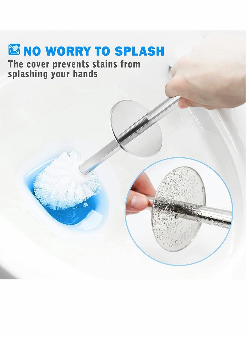 Toilet Brush and Holder, Toilet Bowl Brush Set with Stainless Steel Handle Durable Bristles for Deep Cleaning Compact Bathroom Brush Save Space Good Grip Anti-Drip White - Image 2