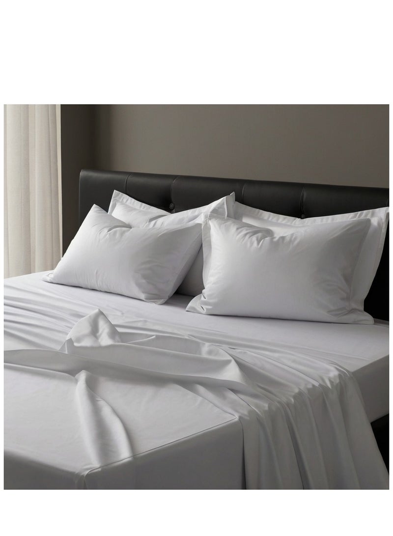 نيوفالييتو طقم سرير فاخر مقاس 200x200 سوبر كينج 100% من القطن الطبيعي طويل التيلة 300TC، ملاءة مثبتة قطعة واحدة، ملاءة مسطحة واحدة، قطعتان من أغطية الوسائد، تهوية ناعمة وأفضل - Image 1