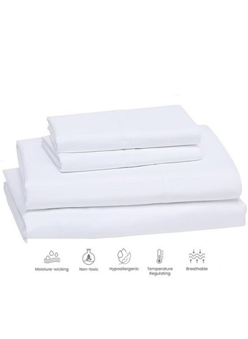 نيوفالييتو طقم سرير فاخر مقاس 200x200 سوبر كينج 100% من القطن الطبيعي طويل التيلة 300TC، ملاءة مثبتة قطعة واحدة، ملاءة مسطحة واحدة، قطعتان من أغطية الوسائد، تهوية ناعمة وأفضل - Image 4