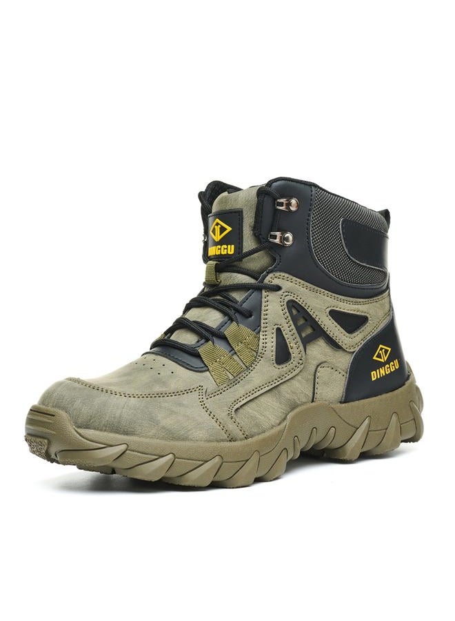 Dinggu Steel Toe Boots for Men Safety Work Boots Comfortable，Indestructible Industrial & Construction Shoes Mens Composite Toe Boots, Green, 12 Women/10.5 Men - Image 1