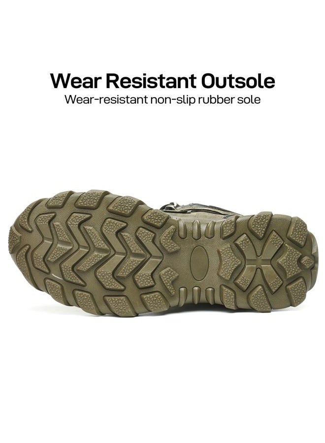 Dinggu Steel Toe Boots for Men Safety Work Boots Comfortable，Indestructible Industrial & Construction Shoes Mens Composite Toe Boots, Green, 12 Women/10.5 Men - Image 4