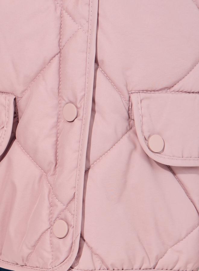 Styli Lined Faux Fur Collar Quilted Jacket  - Image 3