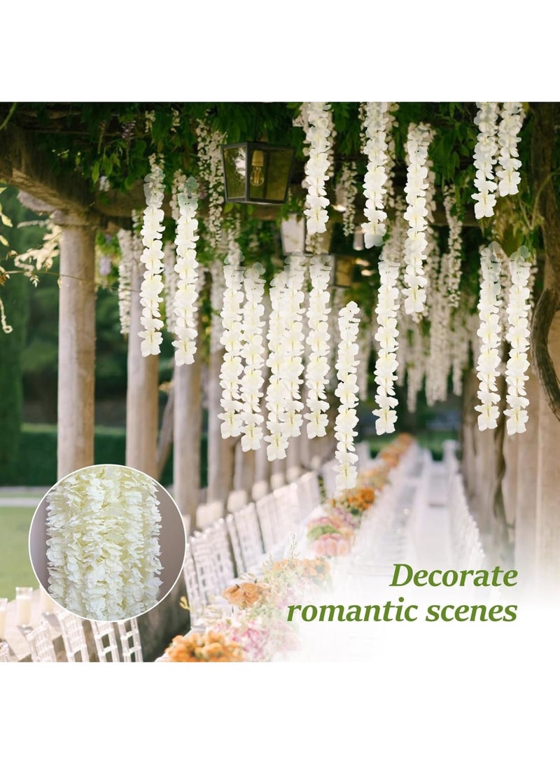 Barakah Artificial Wisteria Garland, Reusable Silk Flower Vine, 40 Inch Hanging Fake Wisteria Decor, Elegant DIY Wedding Party Patio Home Wall Arch Decoration, White - Image 3