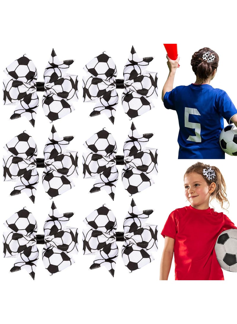 Whaline Whaline Soccer Hair Clip  6Pcs Black  White Sports Themed Hairgrip Bows for Girls Women Soccer Team Gift Party Supplies Daily Hair Accessories 