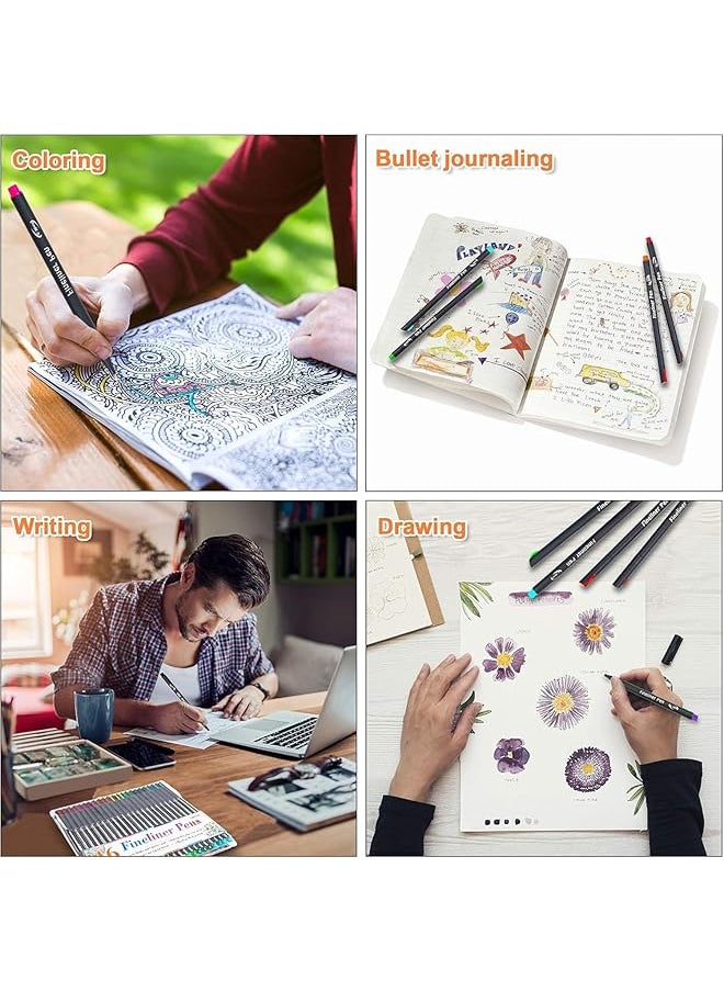 X spring Fineliner Pens Set 36 Colour Journal Planner Colored Pens 0.4Mm Drawing Pens No Bleed Fine Line Pen Fine Tip Drawing Pens Porous Fineliner Pen For Writing Note Art Office School Supplies  - Image 5