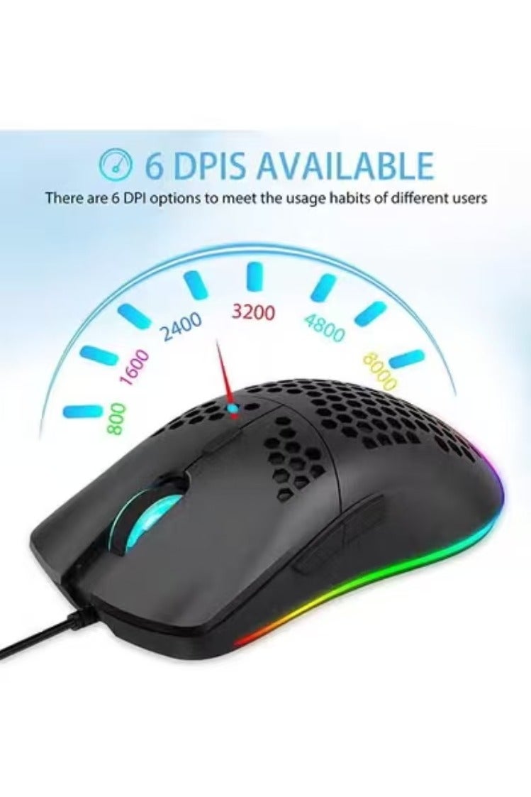 Captaintech Gaming Mouse,Gaming Mice Honeycomb Hollow Design Ergonomic Wired Mouse with RGB Backlight,up to 8000 DPI,RGB Gaming Mouse for Mac, Laptop,Computer,PC - Image 4