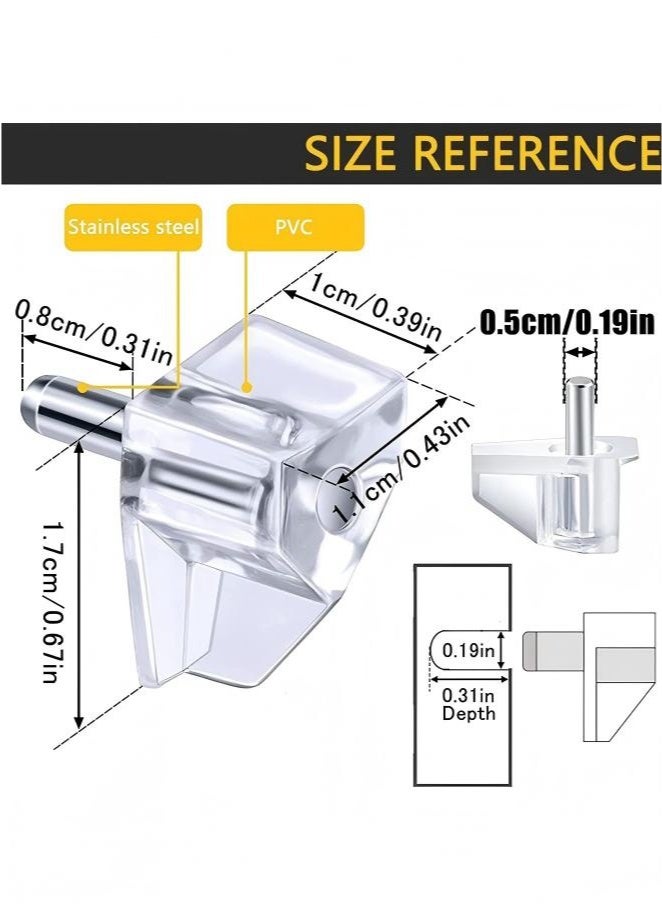 100 قطعة من أوتاد دعم الرفوف مقاس 5 ملليمتر، دبابيس دعم أرفف الخزانة، أوتاد بلاستيكية شفافة بديلة لدبابيس دعم أرفف الخزانة لأثاث المطبخ وأرفف الكتب وحامل الأرفف ودبابيس القفل - Image 4
