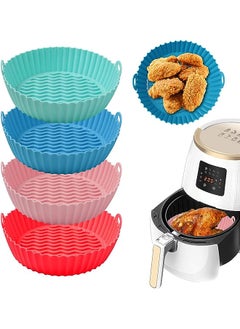 vesus Fryer Silicone Pot 4 Pack,7.9 inch Reusable Non-Stick Air Fryer Silicone Liners,Environmental friendly Air Fryer Silicon for 3 to 5 Qt Air Fryers Oven Accessories,Heat Resistant Dishwasher Safe  - Image 1
