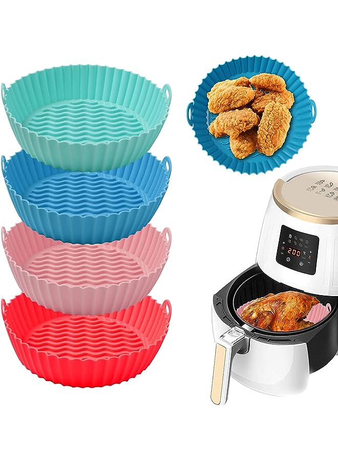 vesus Fryer Silicone Pot 4 Pack,7.9 inch Reusable Non-Stick Air Fryer Silicone Liners,Environmental friendly Air Fryer Silicon for 3 to 5 Qt Air Fryers Oven Accessories,Heat Resistant Dishwasher Safe - Image 1