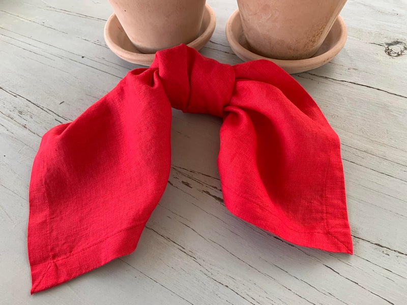 Eight Owls Linen Napkins -100% French Flax - Stonewashed Pure Linen Cloth Napkins - Size 18 Inch x 18 Inch - Set of 4 (Rich Red) - Image 4