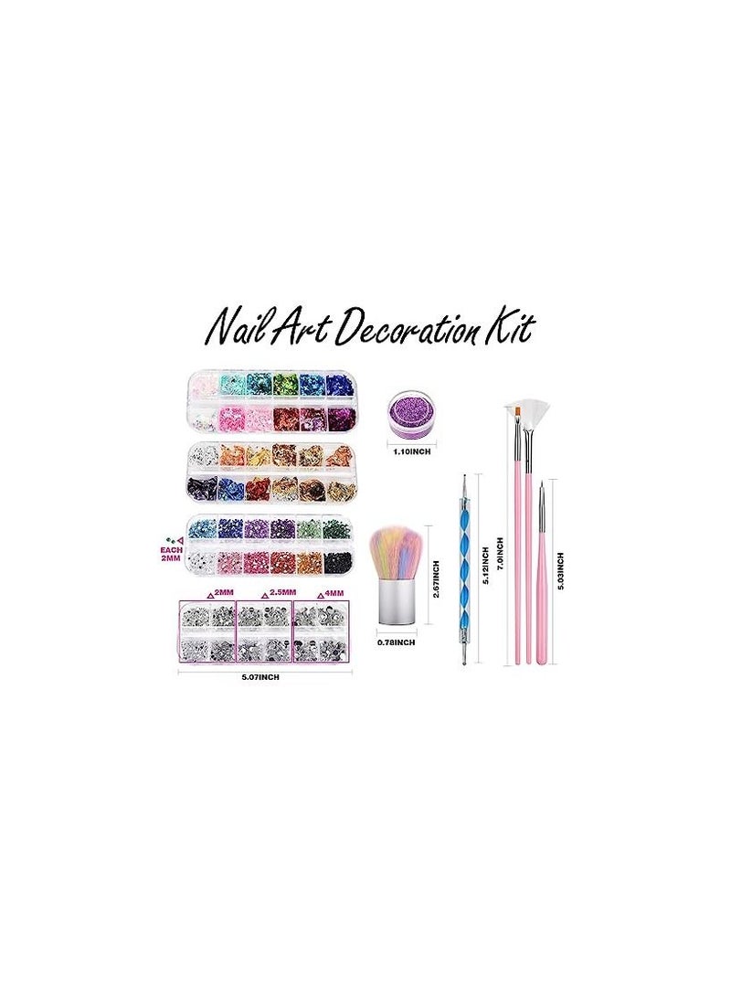أوريتي مجموعة أدوات تصميم الأظافر مع فرش فن الأظافر، أدوات نقطة الأظافر، لمعان دقيق، فراشة الأظافر، ترتر قلب الأظافر، رقائق رقائق الأظافر، أحجار الراين لفن الأظافر، فرشاة غبار الأظافر - Image 3