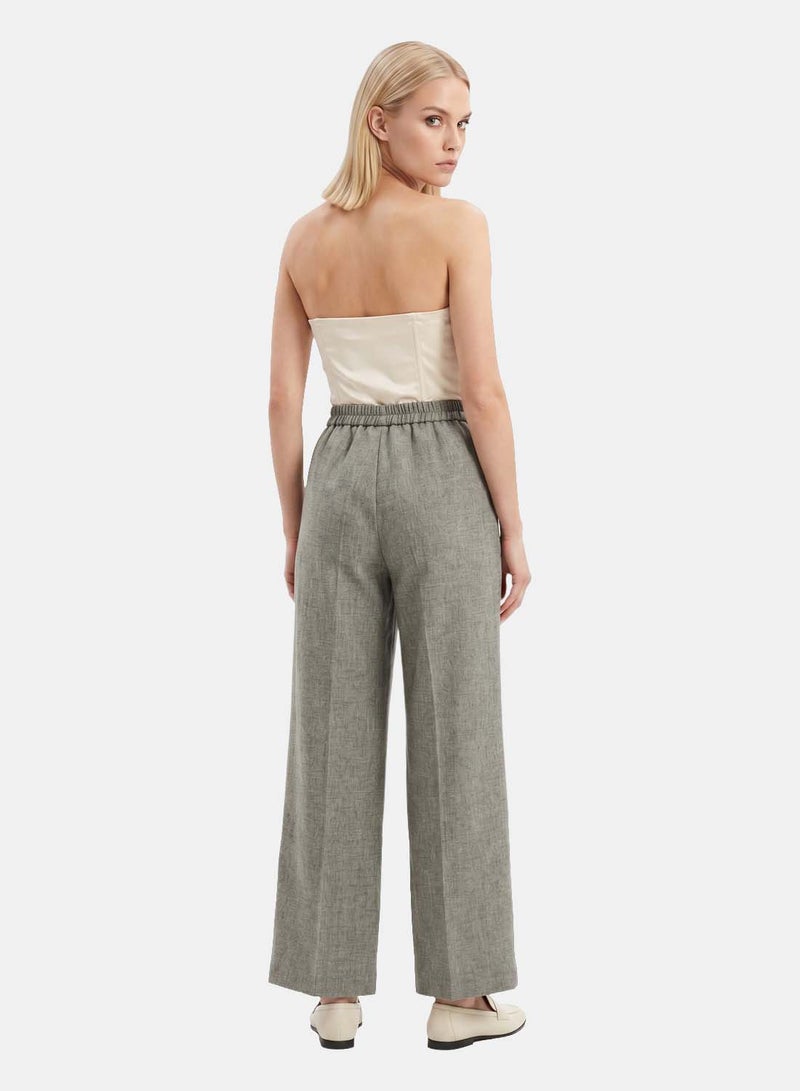 FOREVER 21 Relaxed Wide-Leg Textured Trousers, Elastic Waist - Image 2