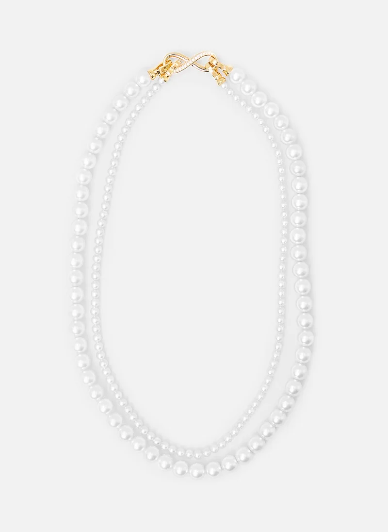 ليتشي قلادة من خيطين من اللؤلؤ