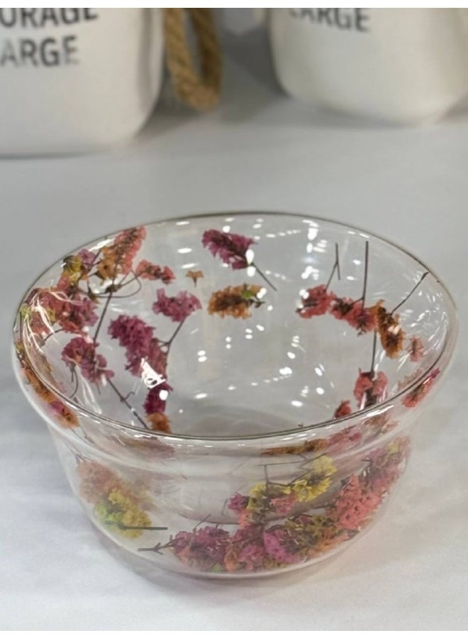 Double-walled glass bowl Dried flowers Heat-resistant Pyrex bowl 15 cm - Image 1