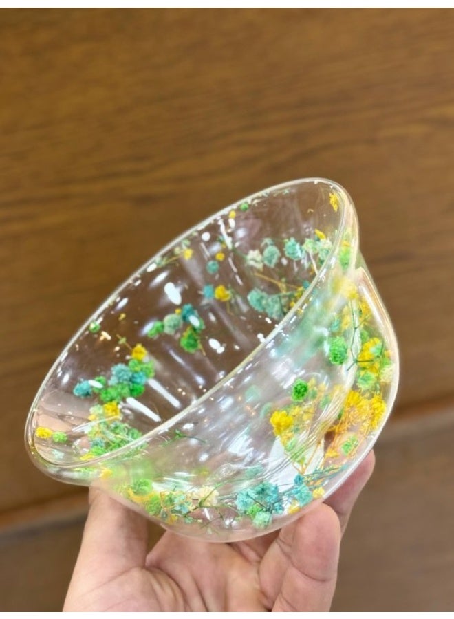 Double-walled glass bowl Dried flowers Heat-resistant Pyrex bowl 15 cm - Image 2