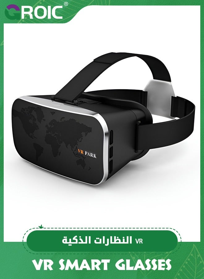 Upgraded VR Smart 3D Glasses Virtual Reality Headset HD Blue Light Eye Protection VR Glasses with Game Handle Android and iOS Systems Supporting Myopia
