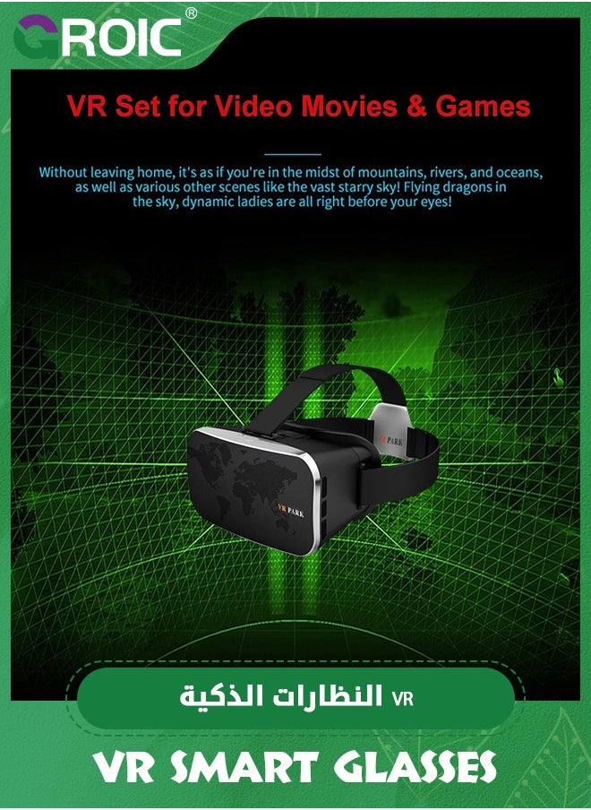 GROIC - Upgraded VR Smart 3D Glasses Virtual Reality Headset HD Blue Light Eye Protection VR Glasses with Game Handle Android and iOS Systems Supporting Myopia - Image 1