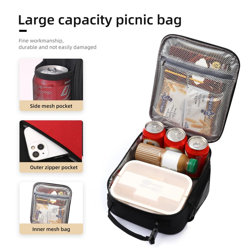 Lovoeo Lunch box Lunch bag for men women Insulated Lunchbox Lunch bags for Work Picnic Travel (Thicken hot red) - Image 3