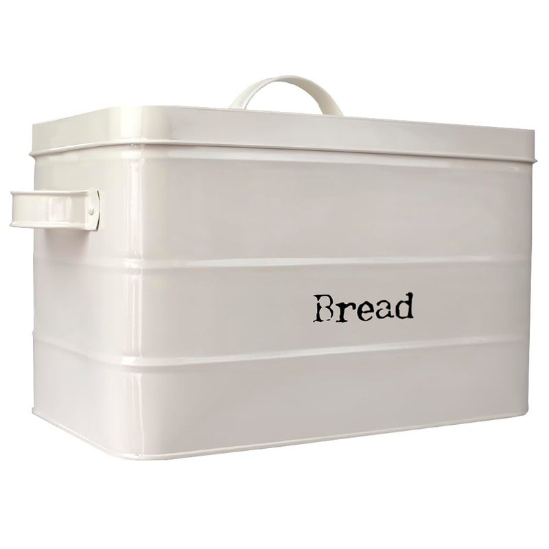 Home Basics Tin Canister Collection  13-Liter Bread Box with Cover  Kitchen Food Storage Organization  Ivory - Image 3
