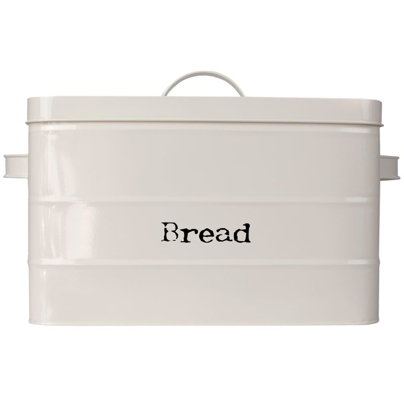 Home Basics Tin Canister Collection  13-Liter Bread Box with Cover  Kitchen Food Storage Organization  Ivory - Image 2