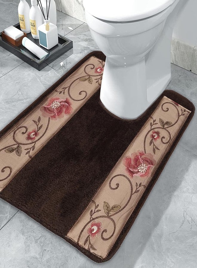 Popular Bath Contour Bath Rug, Larissa Collection, 23" x 10.5", Rose Design - Image 2