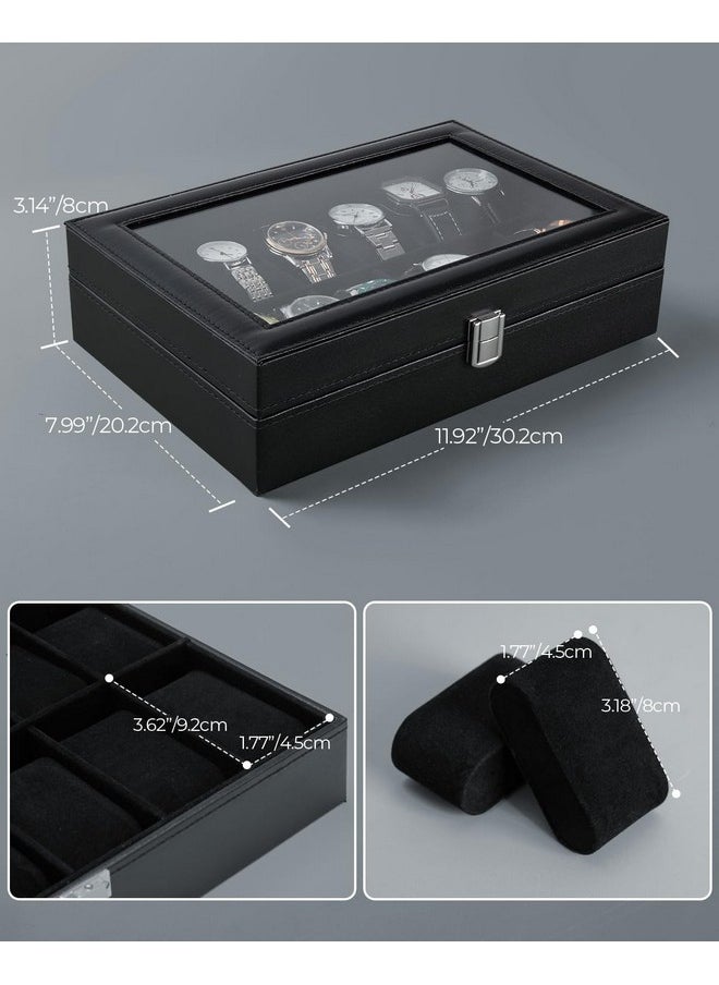 Ohuhu Watch Case Organizer Box 12 Slot Black Watch Holder PU Leather Real Glass Lid Watch Display Case Watch Storage Jewelry Organization for Men and Women Perfect Gifts - pzsku/ZA6F154FF6C6F93A68E01Z/45/_/1737721425/3add79ec-787c-4436-b2d9-092075aaa6ba