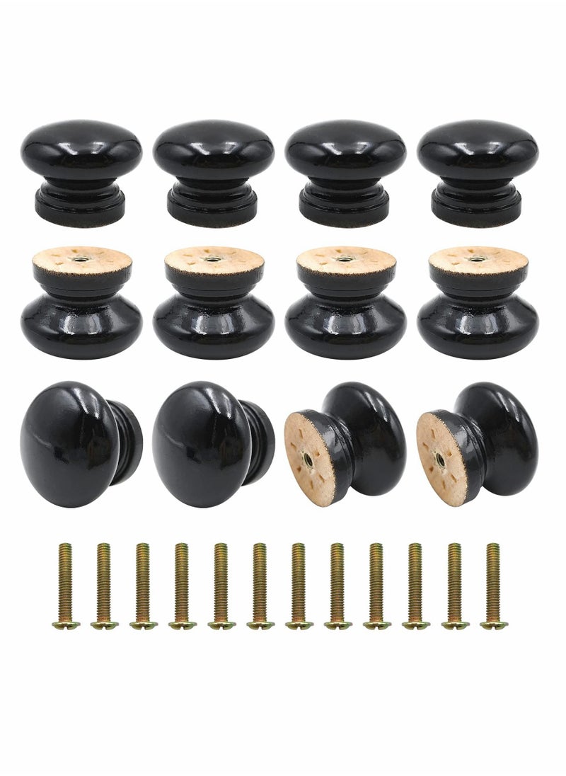 Excefore Round Wood Cabinet Knobs, Mushroom Shape Wooden Pulls, Knobs for Drawer Dresser Cupboard Wardrobe (12pcs, Diameter: 1.34 Inch, Height: 1 Inch)  - Image 1