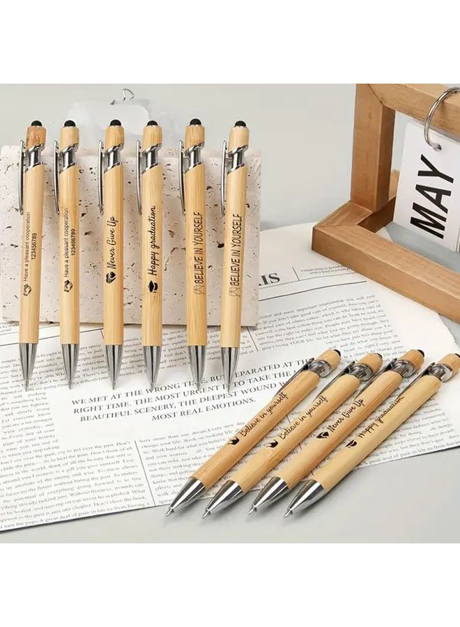 Personalized Engraved Bamboo Ballpoint Pens Wood Color 27pcs Wedding Favors Corporate Gifts - Image 3