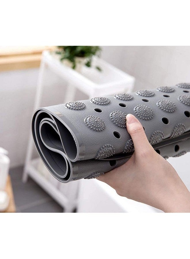 في دي ان اس دي سجادة حمام VDNSI مضادة للانزلاق، سجادة حمام مطاطية مستطيلة الشكل مضادة للانزلاق لمنطقة الاستحمام، سجادة دش مع أكواب شفط قوية وفتحات تصريف 35 × 70 سم (رمادي) - Image 5